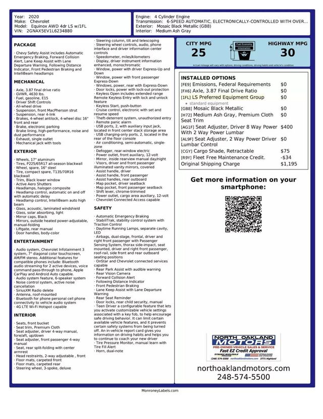 2020 Chevrolet Equinox LS Sport Utility 4D - 22319598 - 31