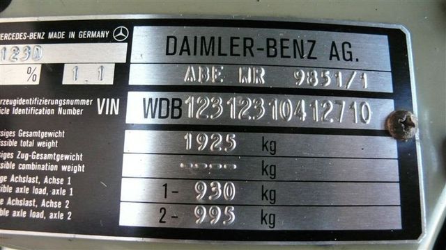 1984 Mercedes-Benz 240D 123 CHASSIS - 8158815 - 69