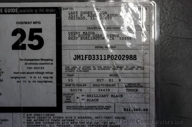 1993 Mazda RX-7 *FD RX-7* *R1 Package* *Manual Transmission* - 22389950 - 10