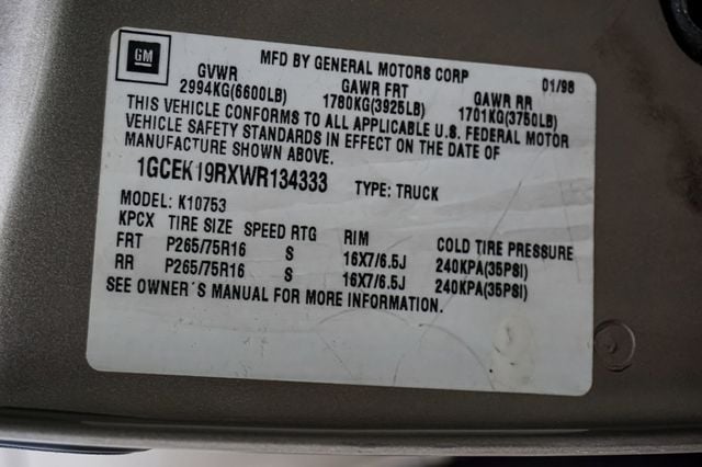 1998 Chevrolet C/K 1500 *Silverado 1500* *Z71 4x4* *Ext Cab* *West Coast Truck* - 22930218 - 22