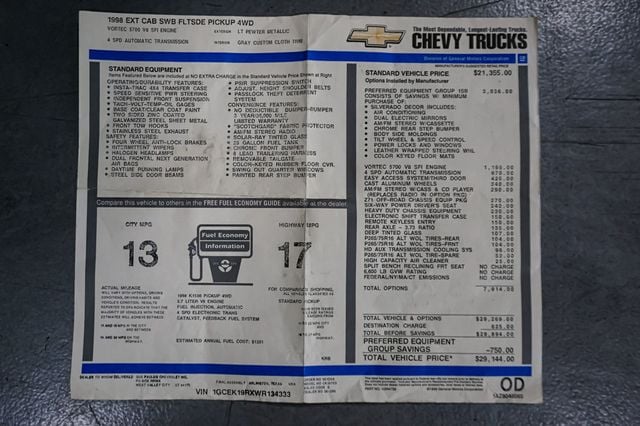 1998 Chevrolet C/K 1500 *Silverado 1500* *Z71 4x4* *Ext Cab* *West Coast Truck* - 22930218 - 68