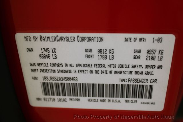 2003 Dodge Viper 2dr SRT-10 Convertible - 22906576 - 45