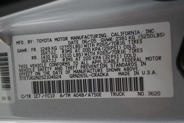 2005 Toyota Tacoma Access 128" PreRunner V6 Automatic Natl - 22882281 - 25