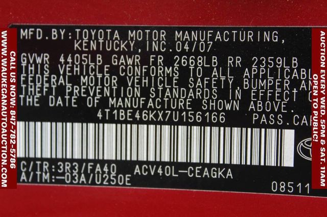 2007 Toyota Camry 4dr Sedan I4 Automatic XLE - 22912375 - 10