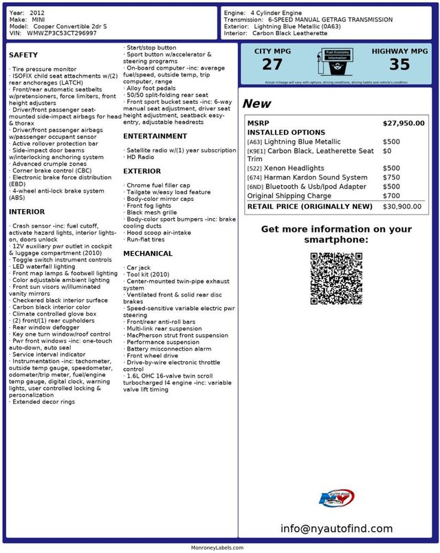 2012 MINI Cooper S Convertible CLEAN CARFAX, 1 OWNER, CONVERTIBLE, 6-SPD MANUAL, HARMAN KARDON - 22936121 - 24