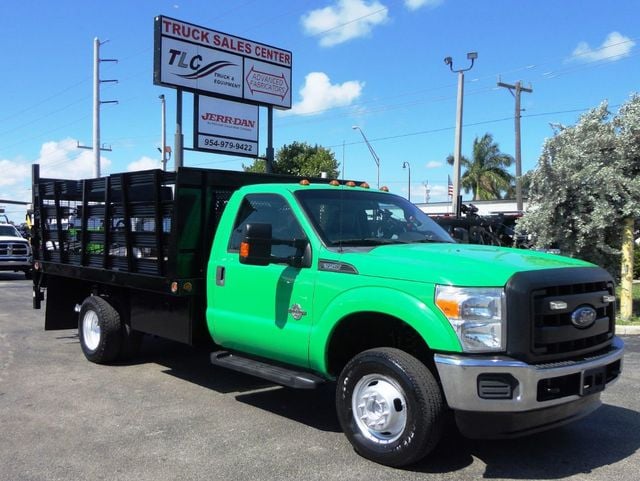 2013 Ford F350 4X4.12FT FLATBED STAKE BED WITH LIFTGATE..STAKE TRUCK. - 18965309 - 0