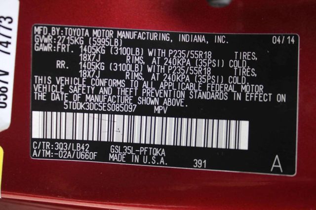 2014 Toyota Sienna 5dr 7-Passenger Van V6 XLE AWD - 22928590 - 34