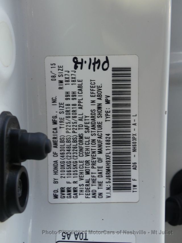 2015 Honda CR-V AWD 5dr Touring - 22932325 - 50