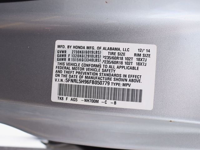 2015 Honda Odyssey 5dr Touring Elite - 22939281 - 34