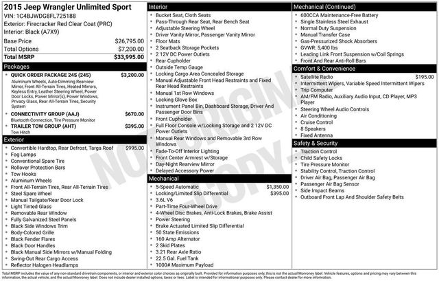 2015 Jeep Wrangler Unlimited 4WD 4dr Sport - 22936303 - 5