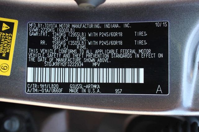 2015 Toyota Highlander AWD 4dr V6 XLE - 22925076 - 32