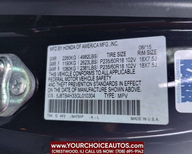 2016 Acura RDX AWD 4dr AcuraWatch Plus Pkg - 22927954 - 41