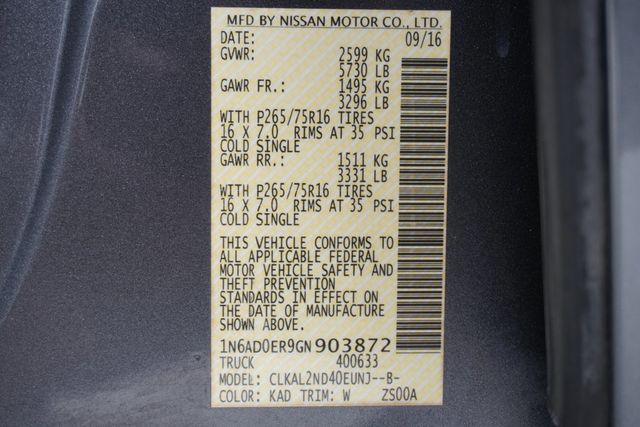 2016 Nissan Frontier 2WD Crew Cab SWB Automatic Desert Runner - 22907214 - 25