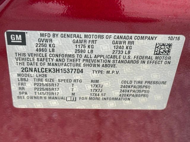 2017 Chevrolet Equinox FWD 4dr LT w/1LT - 22909638 - 16