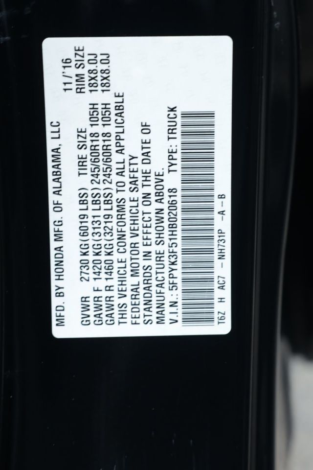2017 Honda Ridgeline RTL 4x4 Crew Cab - 20962147 - 31