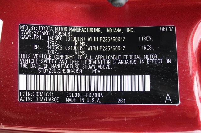 2017 Toyota Sienna XLE Premium FWD 8-Passenger - 22912350 - 33