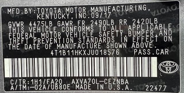 2018 Toyota Camry LE Automatic - 22907950 - 38
