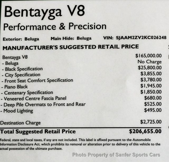 2019 Bentley Bentayga Black Specification  - 22890821 - 52