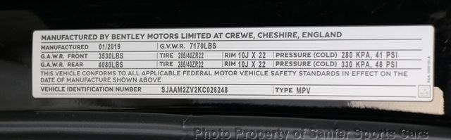 2019 Bentley Bentayga Black Specification  - 22890821 - 55