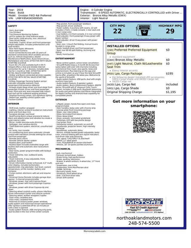2019 Buick Envision Preferred Sport Utility 4D - 22924034 - 37