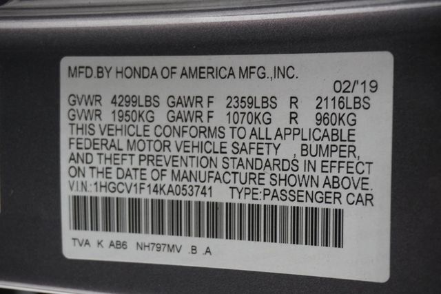 2019 Honda Accord Sedan LX 1.5T CVT - 22806906 - 22