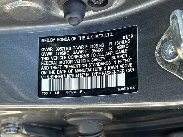 2019 Honda Civic Hatchback EX CVT - 22933988 - 21