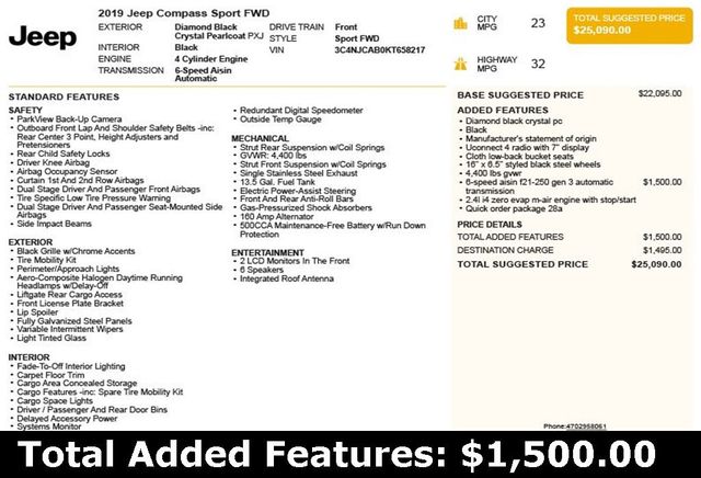 2019 Jeep Compass Sport FWD - 22793057 - 2