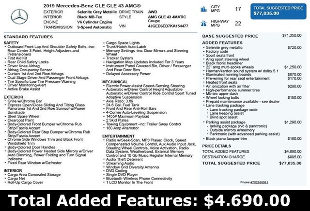 2019 Mercedes-Benz GLE AMG GLE 43 4MATIC Coupe - 22903133 - 2