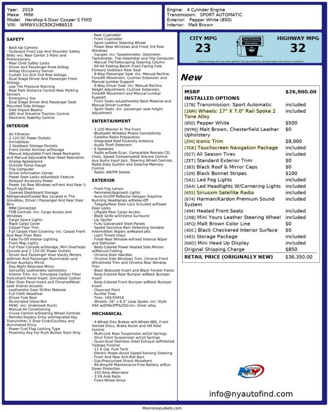 2019 MINI Cooper S Hardtop 4 Door CLEAN CARFAX, ICONIC TRIM, PAN SUNROOF, NAVI, APPLE CARPLAY - 22914085 - 21