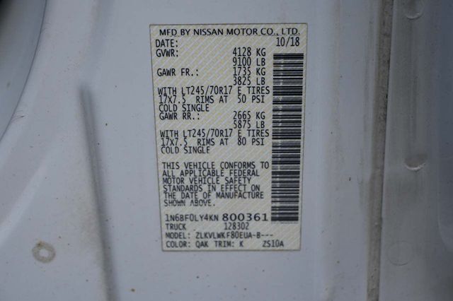 2019 Nissan NV Cargo NV2500 HD High Roof V6 S - 22871115 - 30