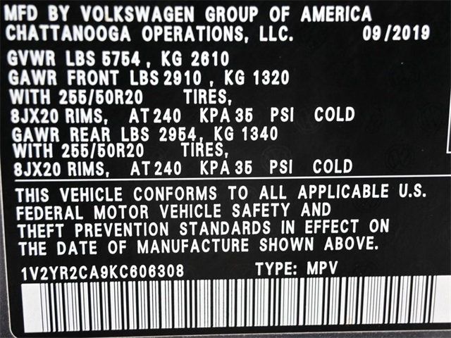 2019 Volkswagen Atlas 3.6L V6 SE w/Technology R-Line FWD - 22904456 - 3