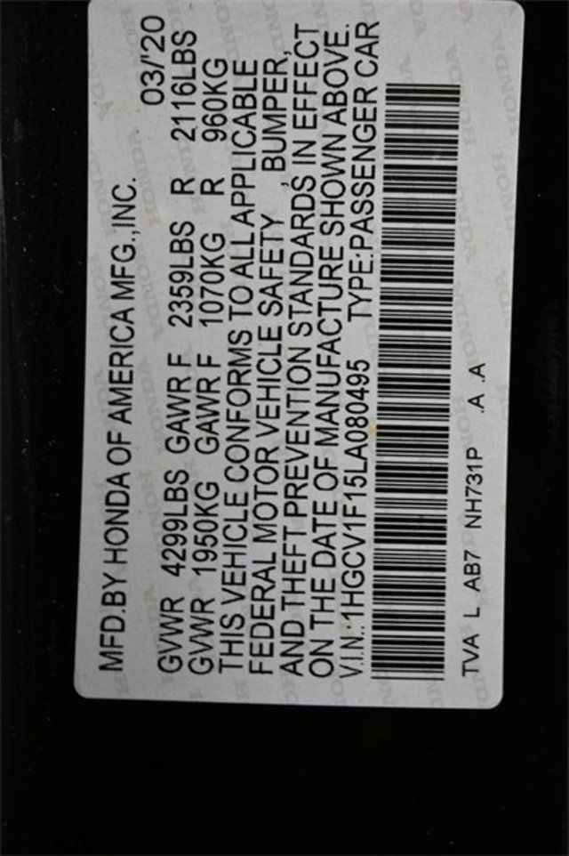 2020 Honda Accord Sedan LX 1.5T CVT - 22875508 - 3