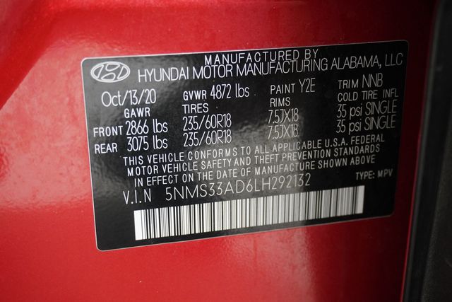 2020 Hyundai Santa Fe SEL 2.4L Automatic FWD - 22864226 - 32