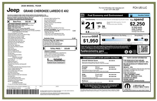 2020 Jeep Grand Cherokee Laredo E 17" Off-Road Monster Wheels New Mutant A/T Tires - 22936782 - 7