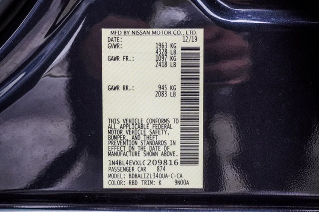 2020 Nissan Altima 2.5 SL Sedan - 22935380 - 44