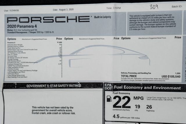 2020 Porsche Panamera 4 AWD - 22296312 - 53