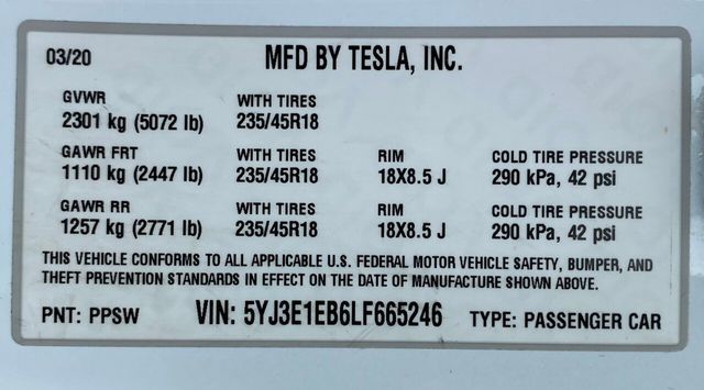 2020 Tesla Model 3 Long Range AWD - 22058140 - 45