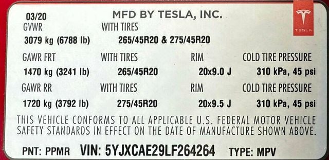 2020 Tesla Model X Long Range Plus AWD - 22384270 - 53