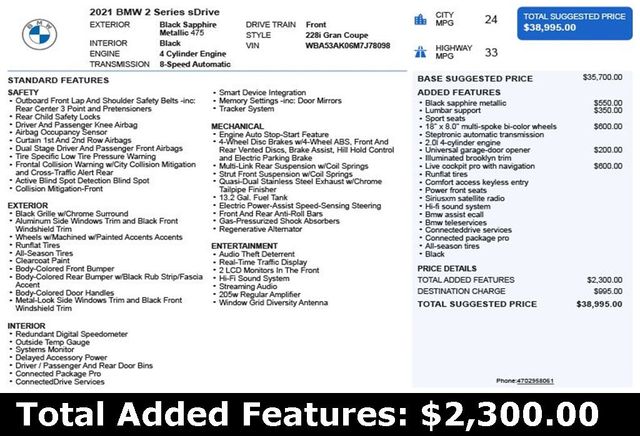 2021 BMW 2 Series 228i Gran - 22904600 - 2