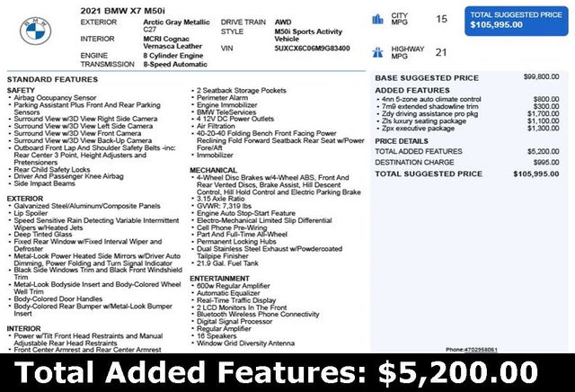 2021 BMW X7 M50i Sports Activity Vehicle - 22865194 - 2