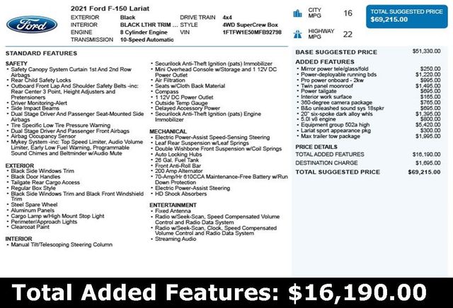 2021 Ford F-150 Lariat - 22936901 - 2