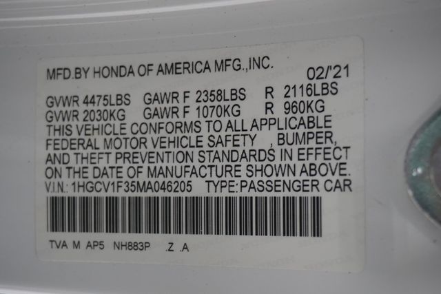 2021 Honda Accord Sedan Sport 1.5T CVT - 22874923 - 32
