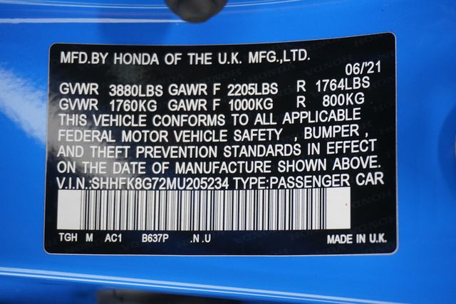 2021 Honda Civic Type R Touring Manual - 22932222 - 34