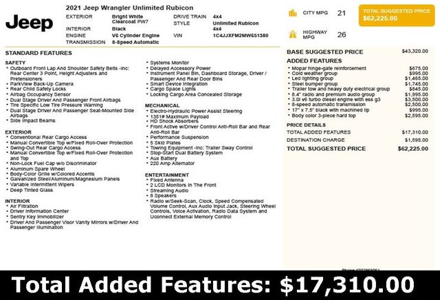2021 Jeep Wrangler Unlimited Rubicon - 22782951 - 2