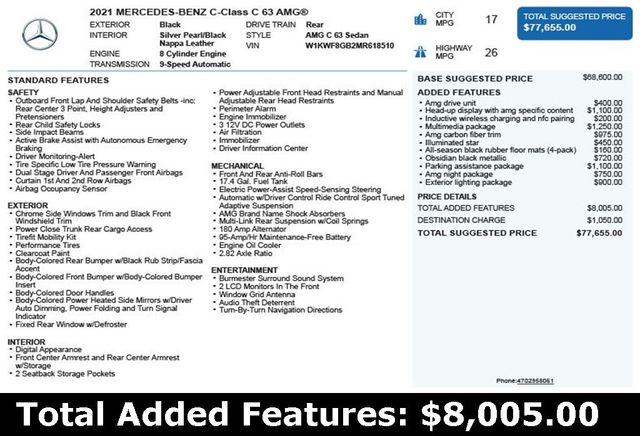 2021 Mercedes-Benz C-Class AMG C 63 Sedan - 22900907 - 2
