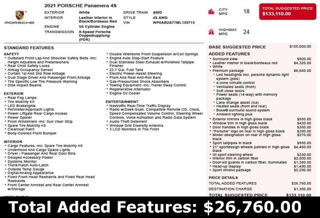 2021 Porsche Panamera 4S AWD - 22882504 - 2