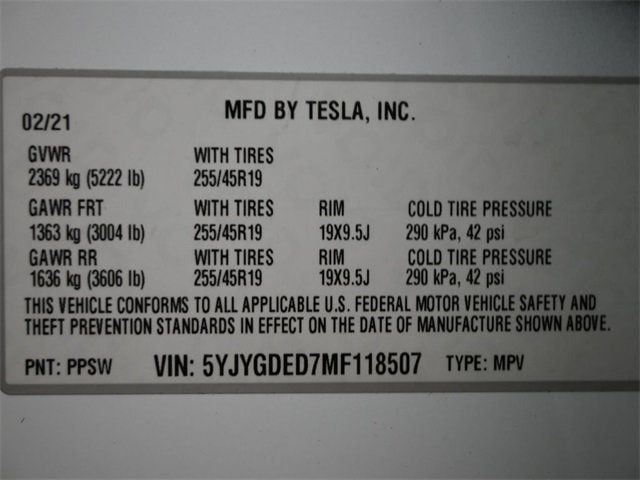 2021 Tesla Model Y Standard Range RWD - 22924276 - 3