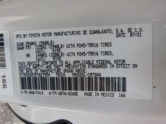 2021 Toyota Tacoma 2WD 2.7L 4CYL. GAS*EXTENDED CAB TRUCK*"ARE" TOPPER WITH LADDER RACK - 22913586 - 38