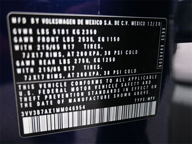 2021 Volkswagen Tiguan 2.0T SE FWD - 22932827 - 3