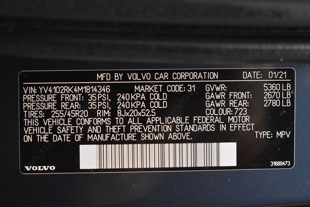 2021 Volvo XC60 T5 AWD Momentum - 22913699 - 40